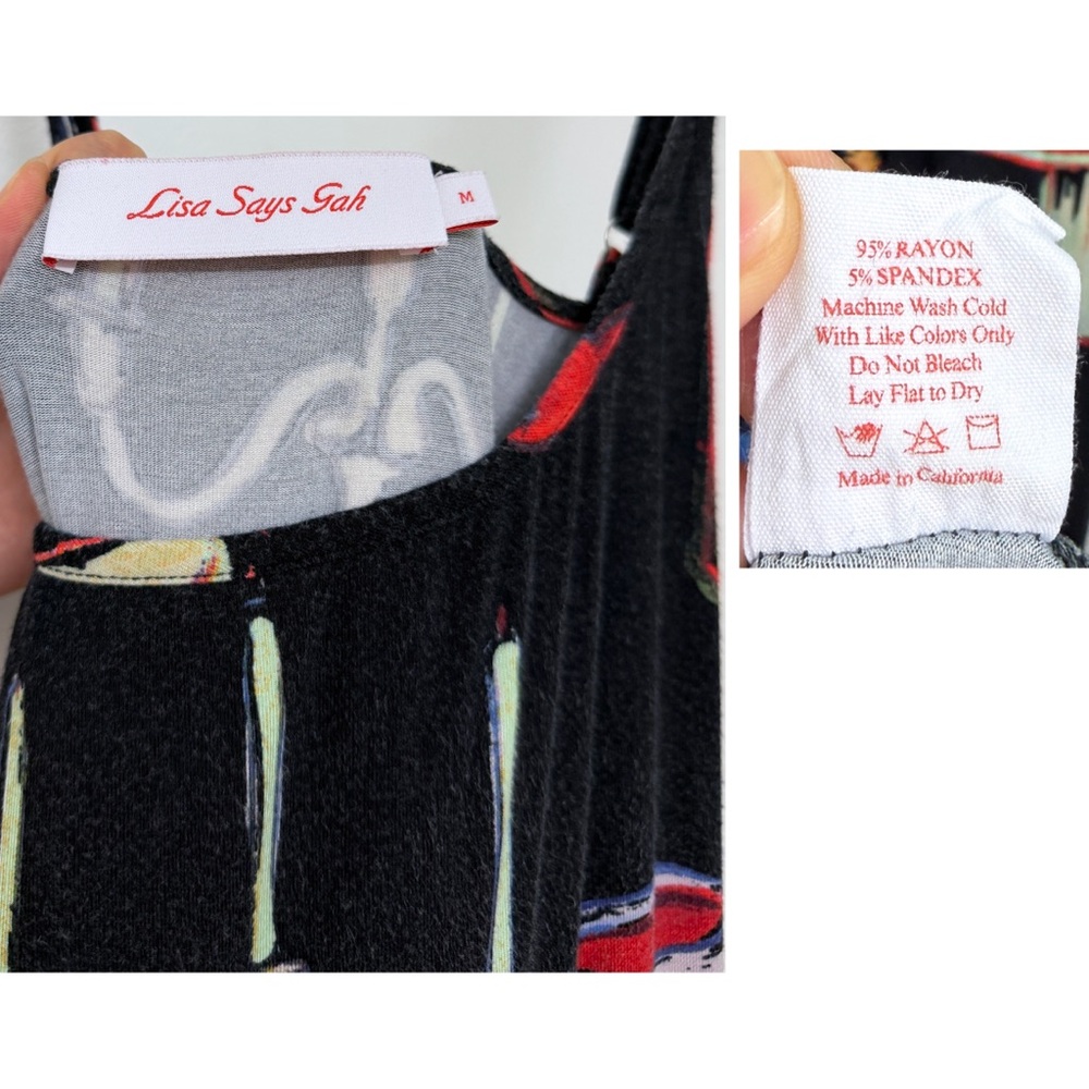 Lisa Says Gah Caviar Set The Table Sofia Slip Dress Food Print Black Candle M - Picture 3 of 14